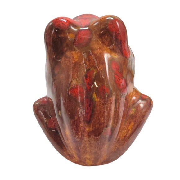 Vtg Ceramic Frog Sponge Holder Hand-painted 1970s Big Mouth Splatter Red Brown - Picture 10 of 15
